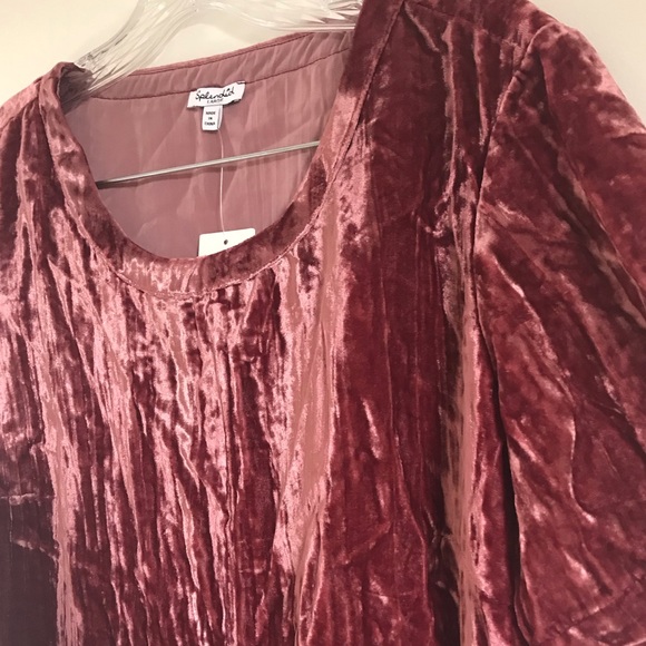 Splendid NWT Crop Velvet Top Pink sz L - Picture 3 of 6
